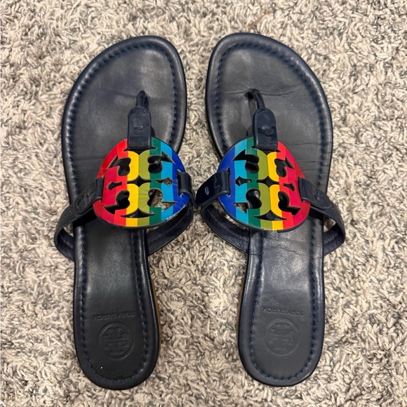Tory Burch Navy and Multicolor Sandals